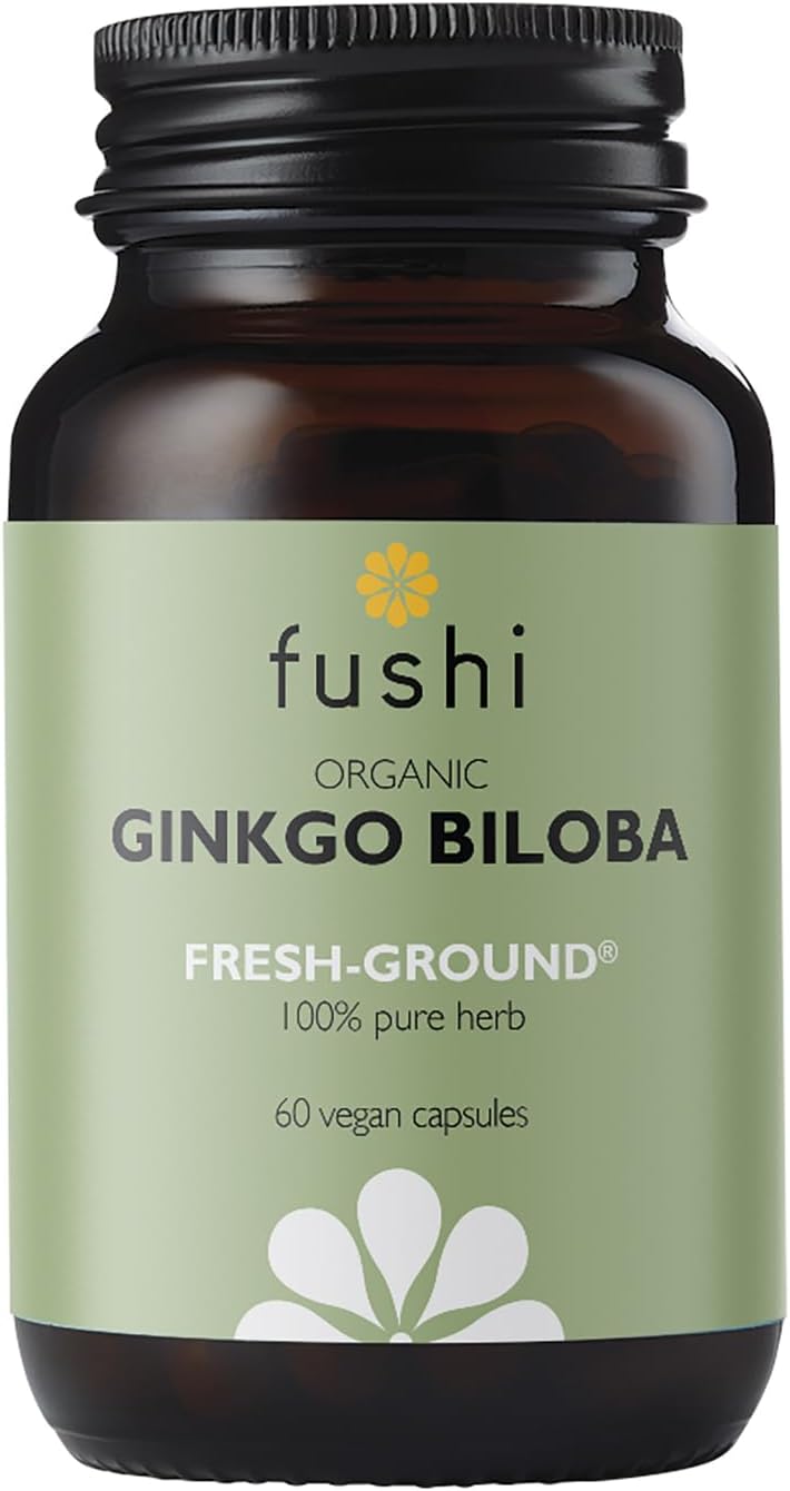 Fushi Organic Ginkgo Biloba Capsules 60 Vegan UK Made Fresh-Ground Whole Food