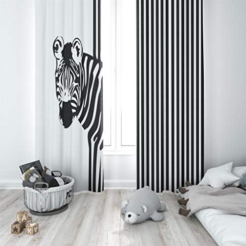 Factory4me Zebra Window Curtains | Modern Black and White Striped Print Curtain Panel Set | Ideal for Bedroom, Living Room, Kitchen | L84 x W84