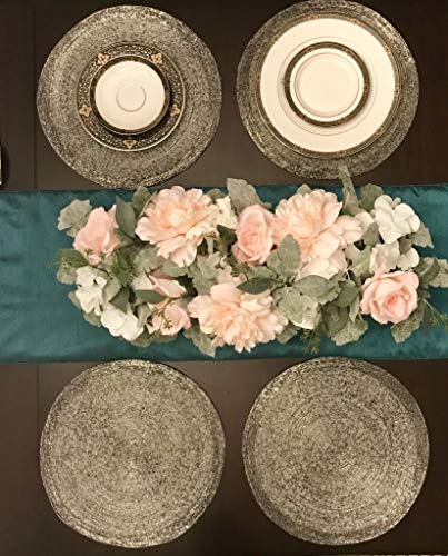 Decozen Round Placemat for Dining Table - Coffee Table - Handmade from High Quality Beads Heat Resistant Scratch Proof and Easy to Care Kitchen DÃ©cor Table Mat Set of 4pcs 14 inches - Smoke/Silver
