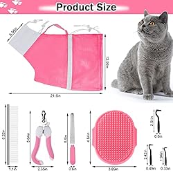 JULMELON Cat Washing Bag 10 PCS Set, Adjustable Cat