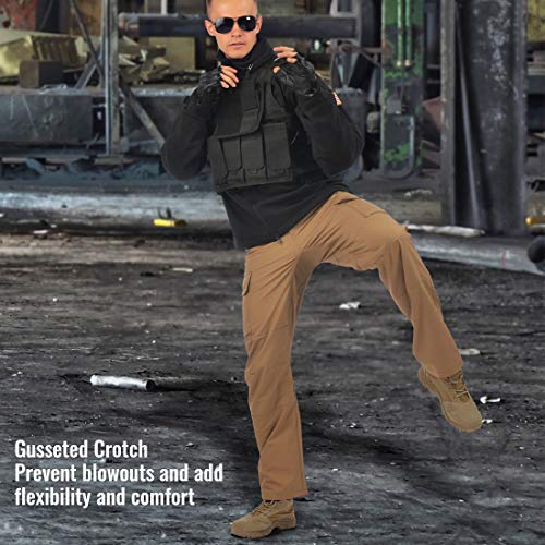 HARD LAND Men's Waterproof Tactical Pants Ripstop Cargo Work Pants with Elastic Waist for