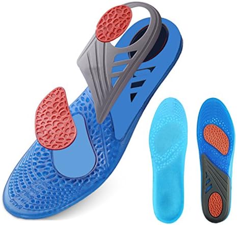 GEL Sports Orthotics Insoles - Against Plantar Fasciitis Relieve Feet Pain, Heel Pain - Shock Absorption Full Length Performance Shoe Inserts for Men (Men's size 7.5-14)