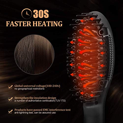 Hair Straightener Brush, Ionic Heated Beard Straightener Hot Hair Brush