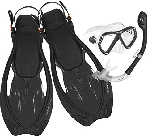 US DIVERS Adult Regal LX/Tucson/Premium Fins Snorkeling Combo, S/M, BLACK