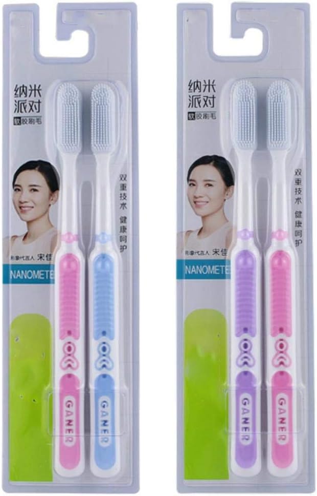 WL Toothbrush 4pcs Soft Toothbrush Adult Silicone Nano Brush Oral Care Nano-Antibacterial Toothbrush