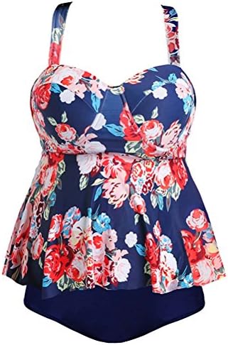 Happybai Plus Size Tankini Swimsuits for Women Floral Printed 2 Piece Swimsuit Modest Swimwear High Waisted Bathing Suit
