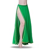 ROYAL SMEELA Women's Chiffon Skirt Belly Dance Costume for Women Dancing Dress Sparkly Glitter High Split Beach Skirts