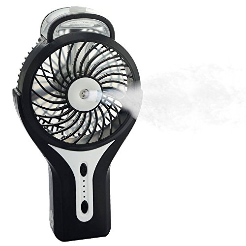 UPC 652252653765, HJIAN Handheld Misting Fan Water Mist Fan Portable Personal Cooling Fan Mist Humidifier Fan with Built-in Rechargeable Battery (Black)