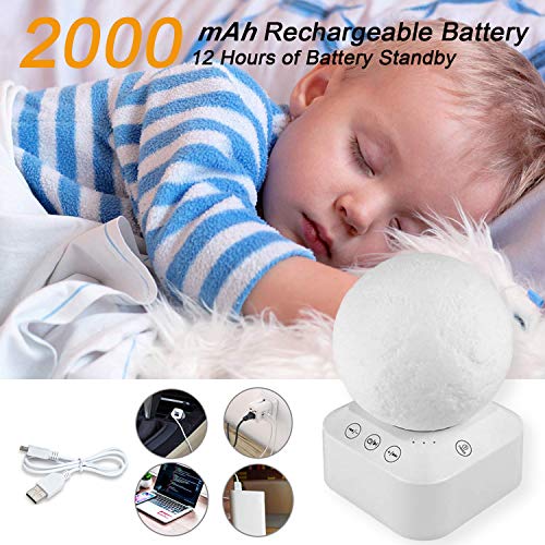FEISIKE White Noise Machine with Lamp Light,Sound Machine for Sleeping,10 Soothing Sounds,8 Level Adjustable Volume Relaxing Music Nature Sounds,7 Color 3D Printing Moon Night Light for Adults & Baby - Thumbnail 4