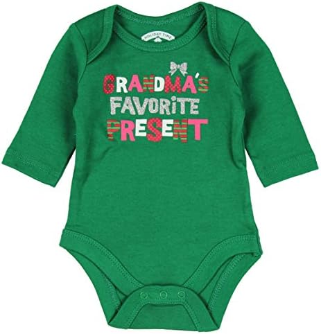 Assorted Santa, Reindeer Baby Boys &amp; Girls Christmas Bodysuit Dress Up Outfit (0-3 Months, GRANDMA'S FAVORITE PRESENT)