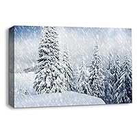 Canvas Wall Art Snowy Day Canvas Prints Home Artwork Decoration for Living Room,Bedroom - 12x18 inches