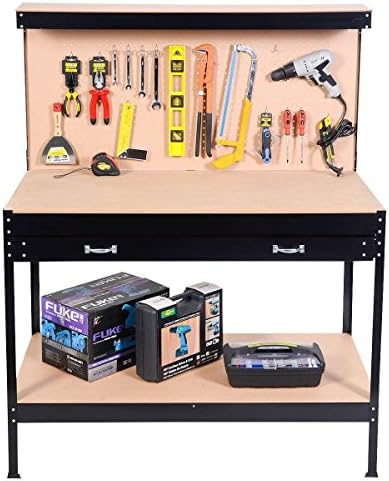 Work Bench Steel Frame Tool Storage Workshop Table With Drawers and Peg Board ,product_by: patsbargainhut14 it#109252466758561