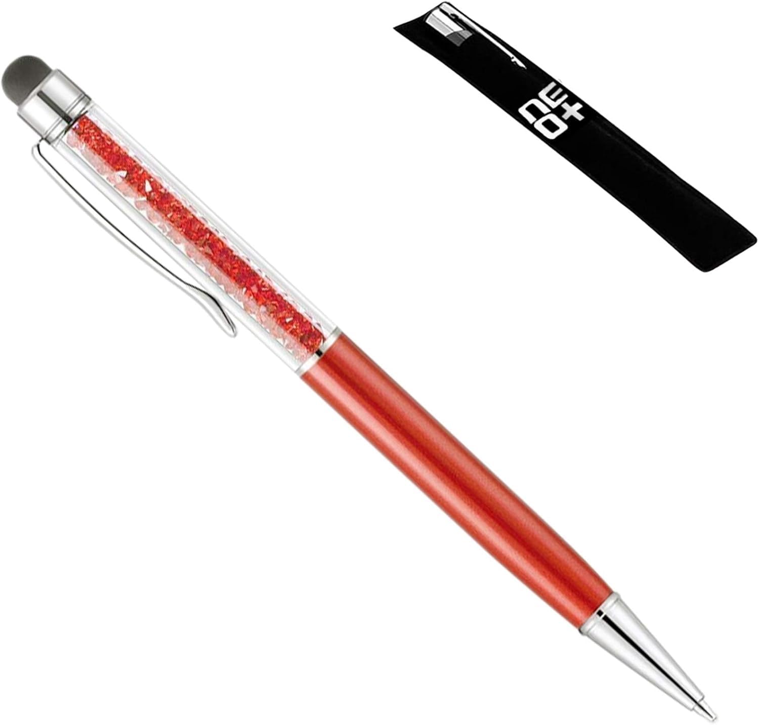 NEO+ Quality 2-in-1 Capacitive Touchscreen Stylus and Ballpoint Pen with Crystals (RED)