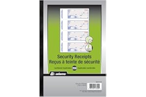 Adams Receipt Book, Advanced Security, 2-Part Carbonless, 200 Numbered Receipts, 4 Per Page, Bilingual English/French, White/