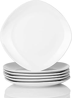 MALACASA, Serie Elisa, 6 TLG. Porzellan Tellerset Speiseteller Set Flachteller 24,6cm für 6 Personen