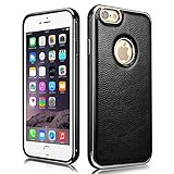 iPhone 6 Plus Case, [Litchi Pattern Series] iPhone 6 Plus Leather Case Ultra Slim Skin Cover Case, Premium Aluminum Bumper Frame Business [Genuine Leather] Back Cover Case For Apple iPhone 6 Plus (5.5'' inch) (MM573) (Black)