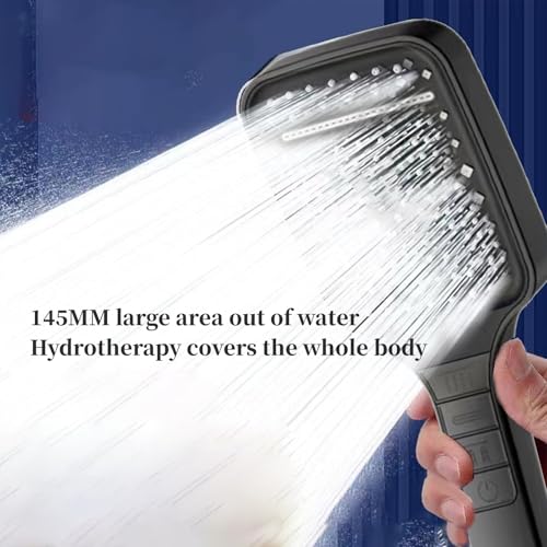 Orchid M® Shower Head,7 Spray Modes Magic Button Control with Oversized 10" Rainfall Showerhead 60 Inch Hose & Adjustable Pressurized Water Outlet ABS Anti-Rust for Bathroom/Hotel(Black)
