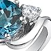 PEORA London Blue Topaz 3-Stone Ring for Women 925 Sterling Silver, Natural Gemstone, 2.25 Carats Round Shape 8mm, Size 5