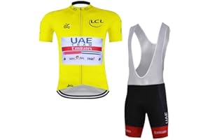 SGCIKER Pro Team UAE Cycling Jersey Set,Summer Cycle Shirt MTB Bike Clothing Bib Short Kits 9D Gel Pad