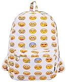 Coofit Cute Emoji Backpack for Kids Cool Backpack Purse Book Bag School Bag White