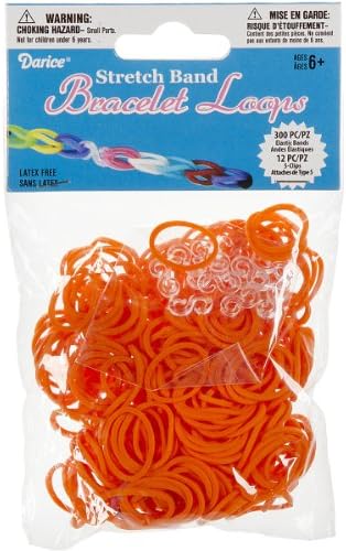 Darice 312-Piece Stretch Band Bracelet Loops And S-Clips Set, Orange