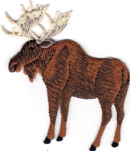 MOOSE w/ANTLERS - IRON ON EMBROIDERED PATCH - ANIMALS - FOREST - HUNTING