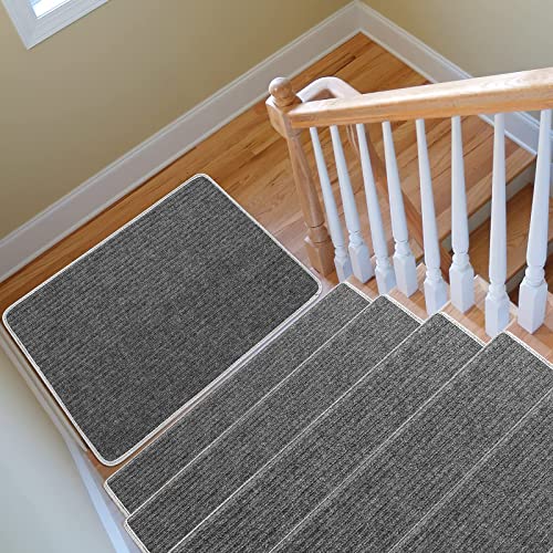 Stair Treads Carpet Step Runners 14+1 Pc. Set, Adhesive Backing with