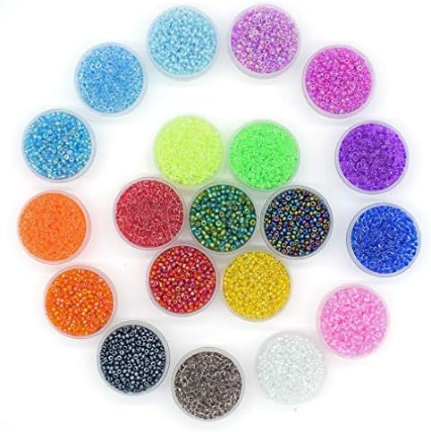 YUEKUI Multicolor Glass Seed Beads,Tiny Beads,Size 2 mm Silver Lined Pony Beads Tiny Spacer Beads About 16000pcs 20 Colors with 10 m Elastic Crystal String Cord