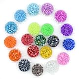 YUEKUI Multicolor Glass Seed Beads,Size 2 mm Silver Lined Pony Beads Tiny Spacer Beads About 16000pcs 20 Colors with 10 m Elastic Crystal String Cord