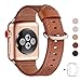 WFEAGL Compatible iWatch Band 44mm 42mm, Top Grain Leather Band with Gold Adapter (The Same as Series 5/4/3 with Gold Aluminum Case in Color) for iWatch Series 5/4/3/2/1 (Brown Band+Rosegold Adapter)
