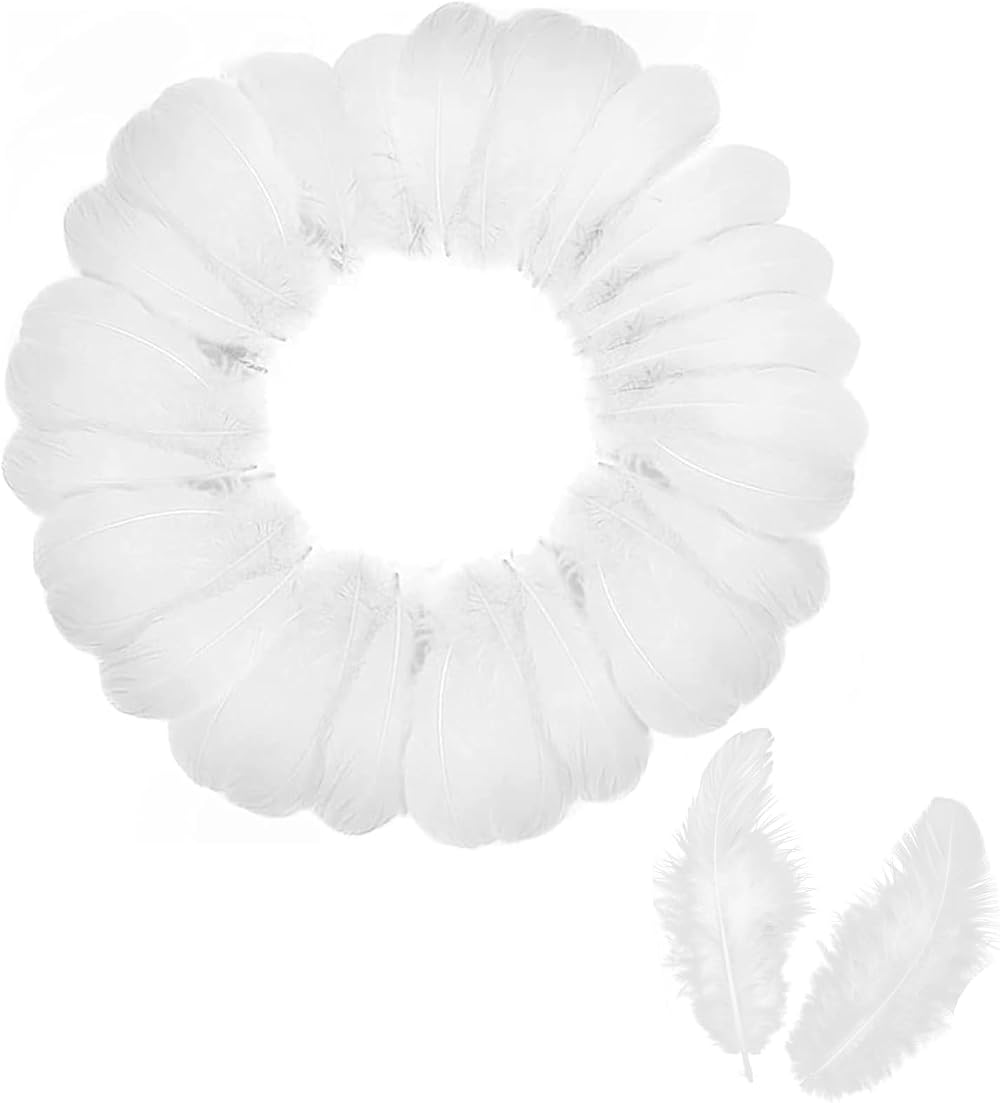 Siliget 150 Pcs White Feathers 5-8cm for Crafts Dream Catcher Decor