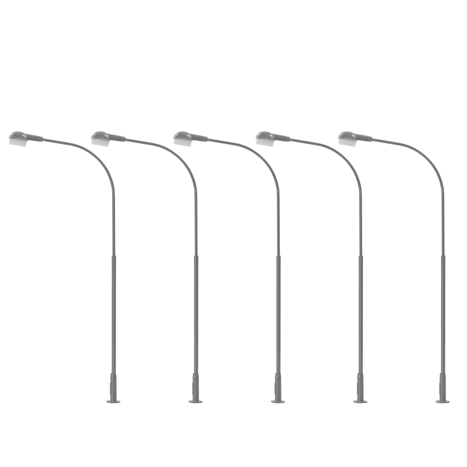 Evemodel 5pcs Model Trains OO Scale 1:76 Metal Lamp Street Lights Bright White LEDs Shade