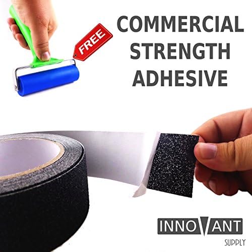 INNOVANT SUPPLY Anti-Slip Tape - Indoor / Outdoor Safety Grip Non-Slip Tape, Strong Friction Anti-Skid Grit Surface - Increase Grip on Stairs, Truck Beds, &amp; Equipment - 2 inch x 16 foot (Commercial)