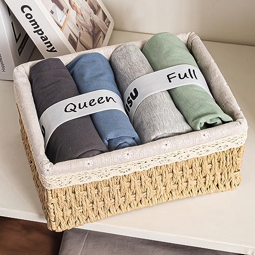 ZUBISU Bed Sheet Organizer Bands, Twin Size Sheet Labels for Bedding Storage 4PCs Pack, Elastic Sheet Set Organizer, Fitted Sheet Straps Bed Bands for Sheets Pillowcases Duvets, Twin 4PCs