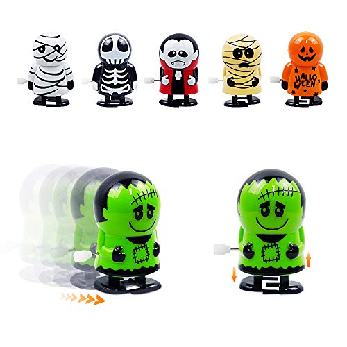 Nice2you 12 Packs Wind Up Toys Assorted Halloween Toys,25 Sheets Temporary Tattoos Skeleton Pumpkin Witch Glow Luminous Stickers for Kids Halloween Party Favors Gifts - Thumbnail 3