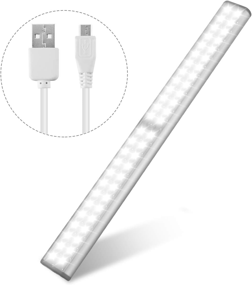 Motion Sensor Closet Light, Battery Operated Rechargeable Portable Light with Magnetic Strip 52 LEDs Super Bright Wireless Automatic Light for Closet, Wardrobe, Cabinet, Laundry