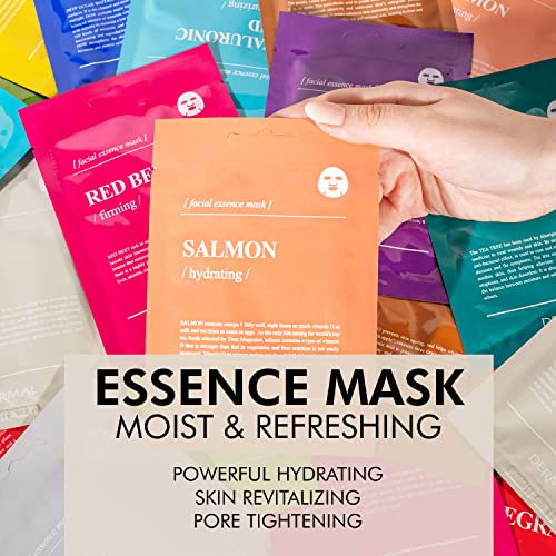 DERMAL Hydrating Facial Mask Pack of 10 Moisturizing Korean Essence Sheet Masks 0.85 fl. oz