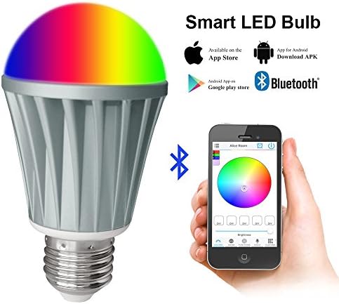 RGBW Warm White MagicLight Bluetooth Smart LED Light Bulb Smartphone Controlled Dimmable Multicolored Color Changing Party Lights Bulb 7 Watts (60Watts Equivalent)