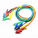 Oiyagai 5 Colors 4MM Dual Ended Alligator Clips Test Leads Length 1M Use for Multimeter or Laboratory Electric Testing Work