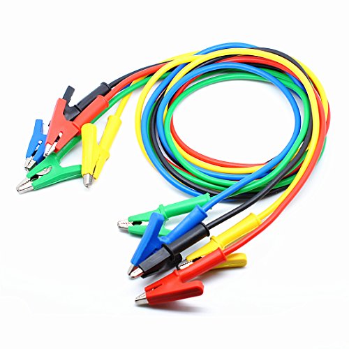 Oiyagai 5 Colors 4MM Dual Ended Alligator Clips Test Leads Length 1M Use for Multimeter or Laboratory Electric Testing Work