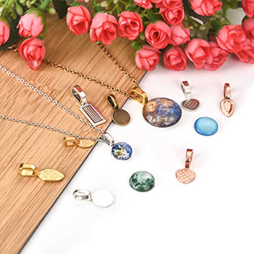 OBSEDE Glue on Bails for Pendants Jewelry Making Necklace Earring Bail Scrabble Making Supplies Glass Cabochon Tiles Pendant