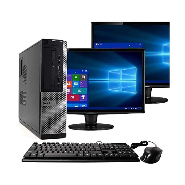 Dell Optiplex 790 Core i5 3.1GHz, 1TB Hard Drive, 16GB Memory, Windows 10 x64, Dual 19 Monitors (Renewed)
