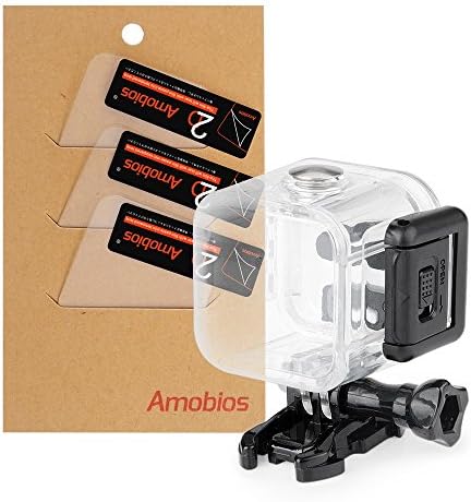 Amobios Scratch-resistant Tempered Glass Screen Protector Lens Film Accessory Kit with 45M Underwater Waterproof Diving Housing Case For GoPro Hero4 session