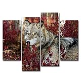 4 Piece Wall Art Painting Wolf In The Forest Pictures Prints On Canvas Animal The Picture Decor Oil For Home Modern Decoration Print