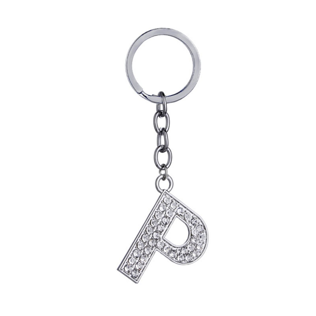 " P " key chain ,Letter keychain, silver key ring, Diamond key chain ,Women key chain