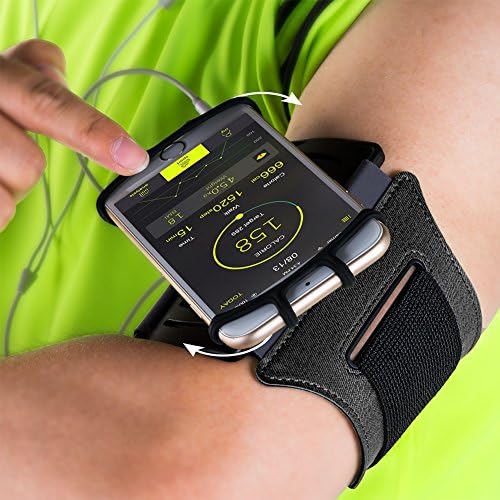 Tigeer Running Armband for iPhone X/ iPhone 8 8 Plus/ 7 Plus/ 6 Plus/ 6s/6, Galaxy S8/ S8 Plus/ S7 Edge, Note 8 5, Google Pixel,180° Rotatable with Key Holder Phone Armband for Hiking Biking Walking