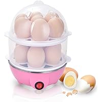Electric Egg Boiler, 2-Layer Rapid Egg Cooker Maker Egg Poacher Food Steamer Automatic Shut-Off for Hard Soft Boild Eggs…