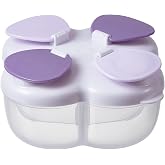 ZRHR Formula Dispenser No-Spill with Four Compartment, Infant Milk Powder Dispenser Portable On The Go, Kids Snack Formula Containers for Travel Hold Outdoor, Violet