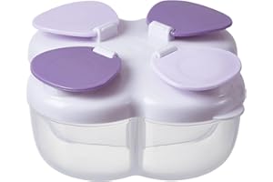 ZRHR Formula Dispenser No-Spill with Four Compartment, Infant Milk Powder Dispenser Portable On The Go, Kids Snack Formula Containers for Travel Hold Outdoor, Violet