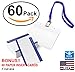 Waterproof Plastic Name Tags ID Card Holder Lanyards for Kids Name Labels School Camp Field Trip Business Event Trade Show Conference Badge Holder Name Tag with Lanyard (60 Pack Royal Blue Horizontal)